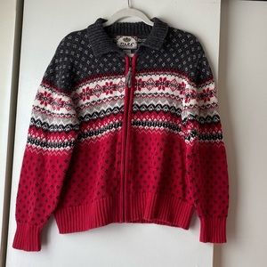 Vintage Tiara International Fair Isle Zip Sweater (L)